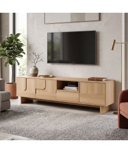 Έπιπλο τηλεόρασης Jenfia pakoworld mdf σε φυσική απόχρωση 180x39x45,5εκ