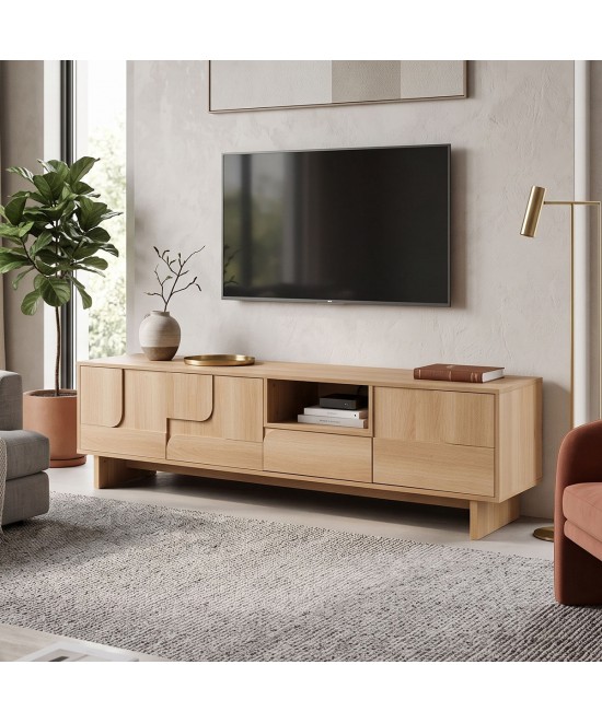 Έπιπλο τηλεόρασης Jenfia pakoworld mdf σε φυσική απόχρωση 180x39x45,5εκ Έπιπλο τηλεόρασης Jenfia pakoworld mdf σε φυσική απόχρωση 180x39x45,5εκ