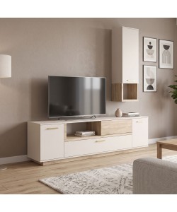 Σύνθετο σαλονιού Norda pakoworld κρεμ με oak 187x40x58.4εκ