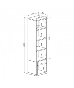 Σύνθετο σαλονιού Norda pakoworld κρεμ με oak 187x40x58.4εκ