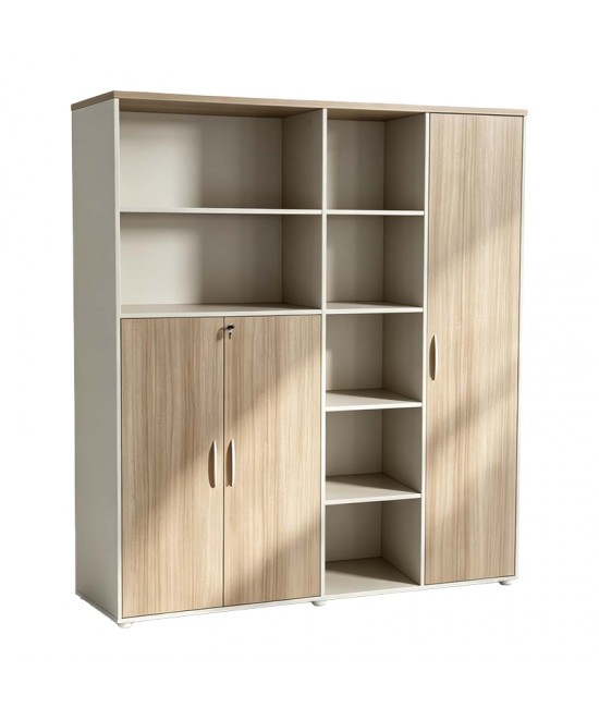 Βιβλιοθήκη γραφείου Jabari pakoworld σε oak-μπεζ απόχρωση 160x40x200εκ