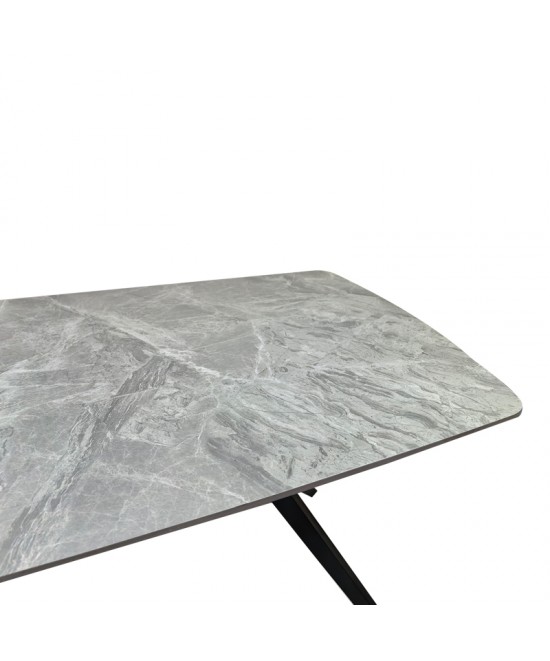 Τραπέζι Ezali pakoworld sintered stone γκρι όψη μαρμάρου με μαύρο μεταλλικό πόδι 180x90x75εκ