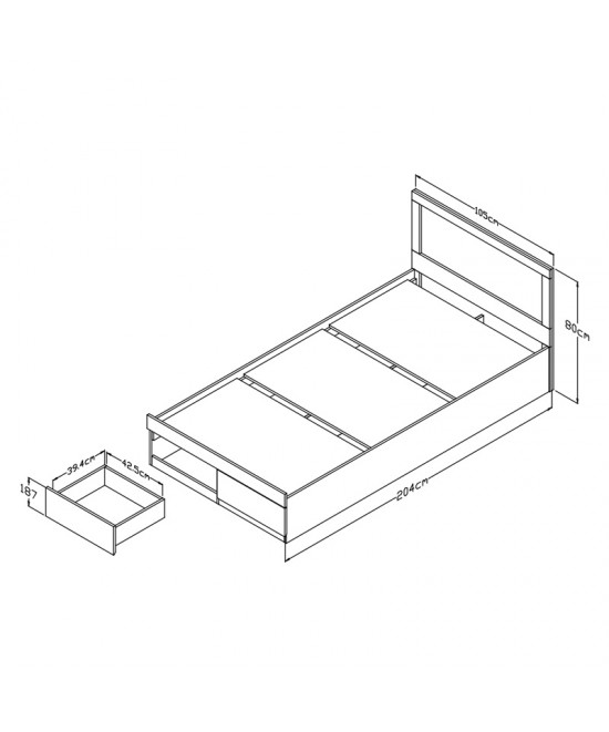 Κρεβάτι μονό Olympus pakoworld με συρτάρι castillo toro 100x200εκ