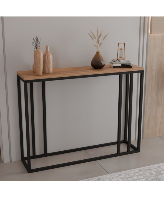 Κονσόλα Cansbia pakoworld oak με μαύρο μέταλλο 100x25x75εκ Κονσόλα Cansbia pakoworld oak με μαύρο μέταλλο 100x25x75εκ