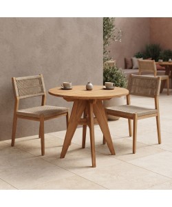 Τραπέζι Cadrada pakoworld teak ξύλο σε φυσική απόχρωση Φ70x76εκ