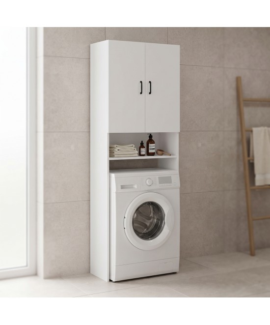 Έπιπλο πλυντηρίου Tzelio pakoworld λευκό 65x30x180εκ