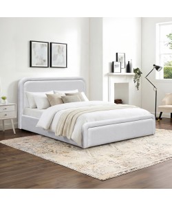 Κρεβάτι διπλό Bendy pakoworld με αποθηκευτικό χώρο μπεζ ύφασμα 160x200εκ