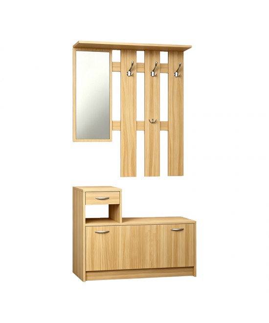 Έπιπλο εισόδου Jentia pakoworld  με καθρέπτη sonoma MDF 100x24x186εκ