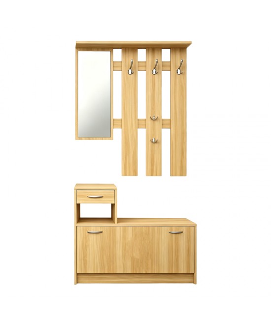 Έπιπλο εισόδου Jentia pakoworld  με καθρέπτη sonoma MDF 100x24x186εκ
