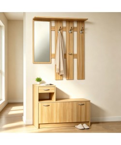Έπιπλο εισόδου Jentia pakoworld  με καθρέπτη sonoma MDF 100x24x186εκ