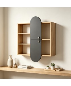 Ραφιέρα τοίχου Jonna pakoworld sonoma με ανθρακί MDF 60x10x80εκ