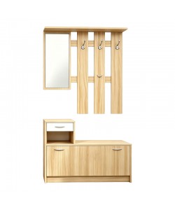 Έπιπλο εισόδου Jentia pakoworld  με καθρέπτη sonoma με λευκό MDF 100x24x186εκ