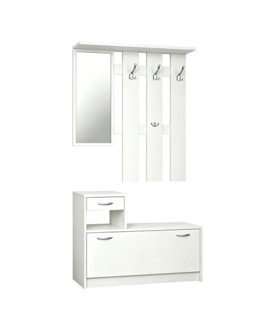 Έπιπλο εισόδου Jentia pakoworld με καθρέπτη λευκό MDF 100x24x186εκ