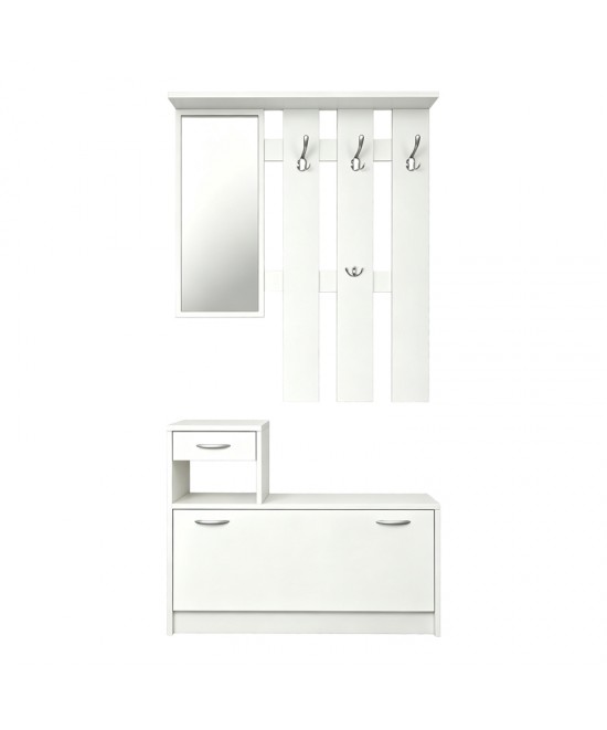 Έπιπλο εισόδου Jentia pakoworld με καθρέπτη λευκό MDF 100x24x186εκ