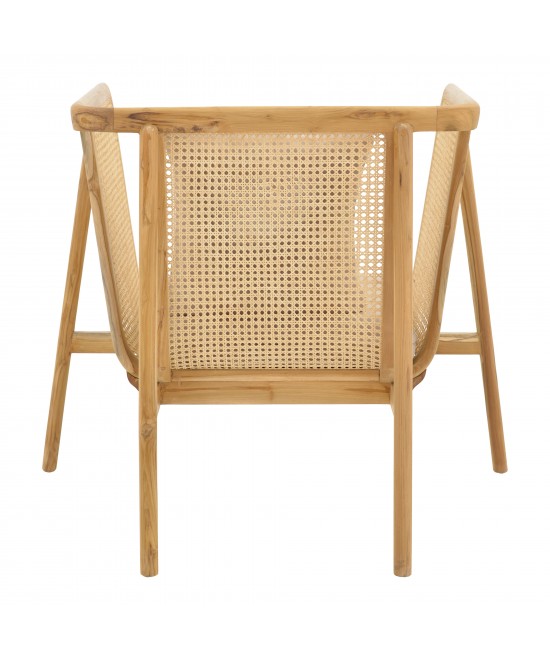 Πολυθρόνα Jenta pakoworld teak ξύλο με rattan σε φυσική απόχρωση και μπεζ μαξιλάρι 72x67x92εκ Πολυθρόνα Jenta pakoworld teak ξύλο με rattan σε φυσική απόχρωση και μπεζ μαξιλάρι 72x67x92εκ