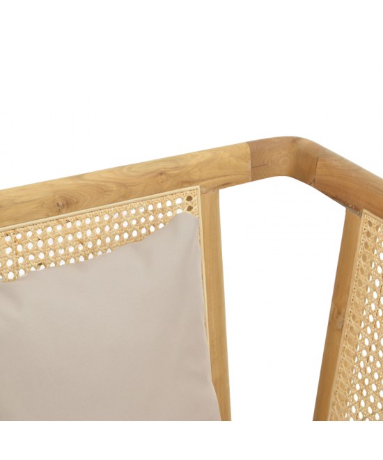 Πολυθρόνα Jenta pakoworld teak ξύλο με rattan σε φυσική απόχρωση και μπεζ μαξιλάρι 72x67x92εκ Πολυθρόνα Jenta pakoworld teak ξύλο με rattan σε φυσική απόχρωση και μπεζ μαξιλάρι 72x67x92εκ