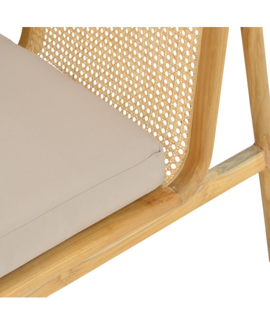 Πολυθρόνα Jenta pakoworld teak ξύλο με rattan σε φυσική απόχρωση και μπεζ μαξιλάρι 72x67x92εκ Πολυθρόνα Jenta pakoworld teak ξύλο με rattan σε φυσική απόχρωση και μπεζ μαξιλάρι 72x67x92εκ