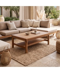 Τραπέζι σαλονιού Louf pakoworld καρυδί teak ξύλο 120x70x40εκ