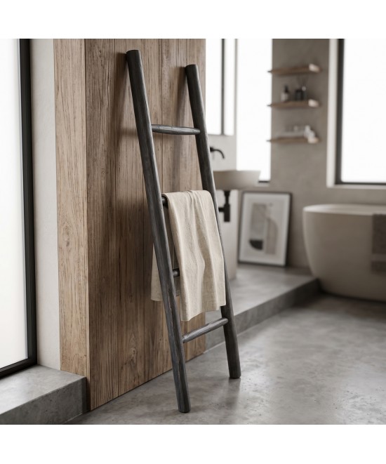 Σκάλα Morjeve pakoworld μαύρο teak ξύλο 45x6x150εκ