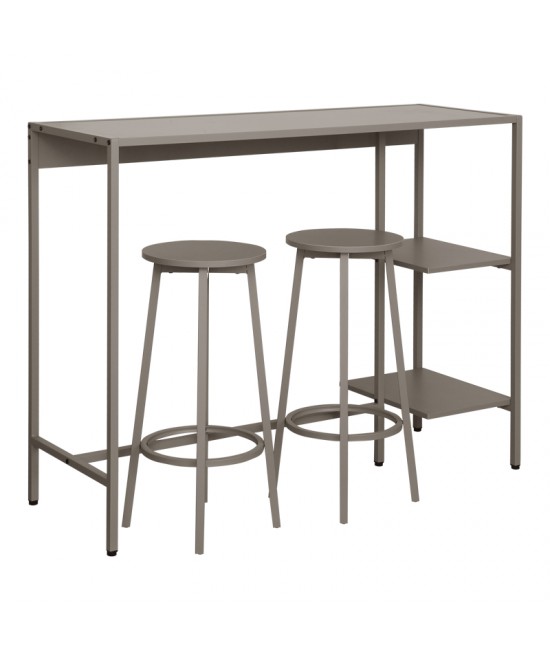 Σετ τραπέζι μπαρ Nexous pakoworld 3τεμ taupe μέταλλο 124x44x100εκ Σετ τραπέζι μπαρ Nexous pakoworld 3τεμ taupe μέταλλο 124x44x100εκ
