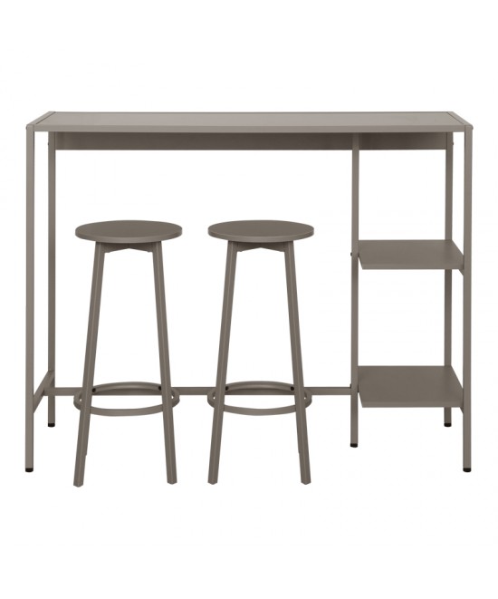 Σετ τραπέζι μπαρ Nexous pakoworld 3τεμ taupe μέταλλο 124x44x100εκ Σετ τραπέζι μπαρ Nexous pakoworld 3τεμ taupe μέταλλο 124x44x100εκ