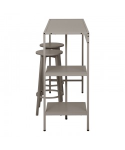 Σετ τραπέζι μπαρ Nexous pakoworld 3τεμ taupe μέταλλο 124x44x100εκ