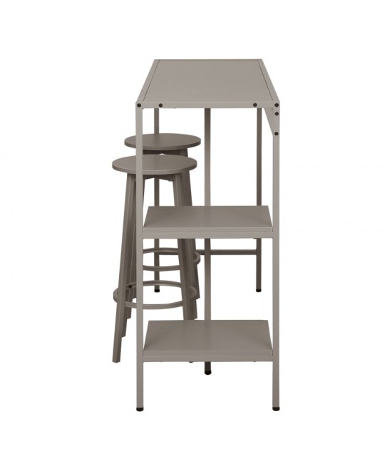 Σετ τραπέζι μπαρ Nexous pakoworld 3τεμ taupe μέταλλο 124x44x100εκ Σετ τραπέζι μπαρ Nexous pakoworld 3τεμ taupe μέταλλο 124x44x100εκ