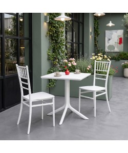 Τραπεζαρία Groovy Tifany I pakoworld σετ 3τεμ λευκό PP 60x60x76εκ