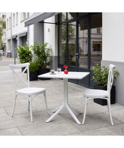 Τραπεζαρία Groovy Crossie pakoworld σετ 3τεμ λευκό PP 60x60x76εκ