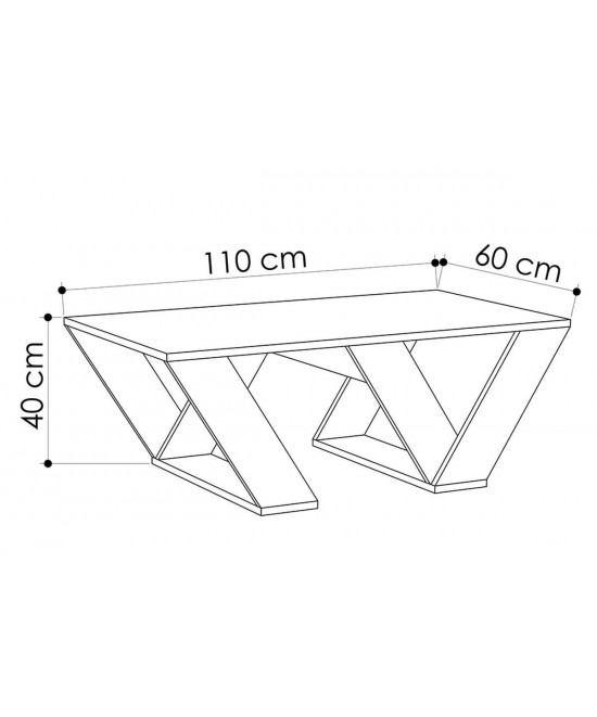 Τραπέζι σαλονιού PIPRA pakoworld σε χρώμα λευκό 110x60x40