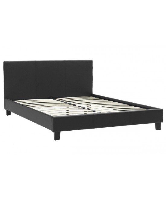 Κρεβάτι Nevil pakoworld διπλό 150x200 PU χρώμα μαύρο ματ