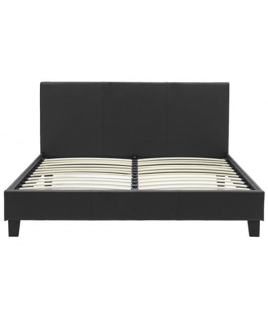 Κρεβάτι Nevil pakoworld διπλό 150x200 PU χρώμα μαύρο ματ