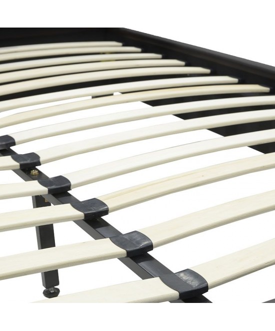 Κρεβάτι Nevil pakoworld διπλό 150x200 PU χρώμα μαύρο ματ