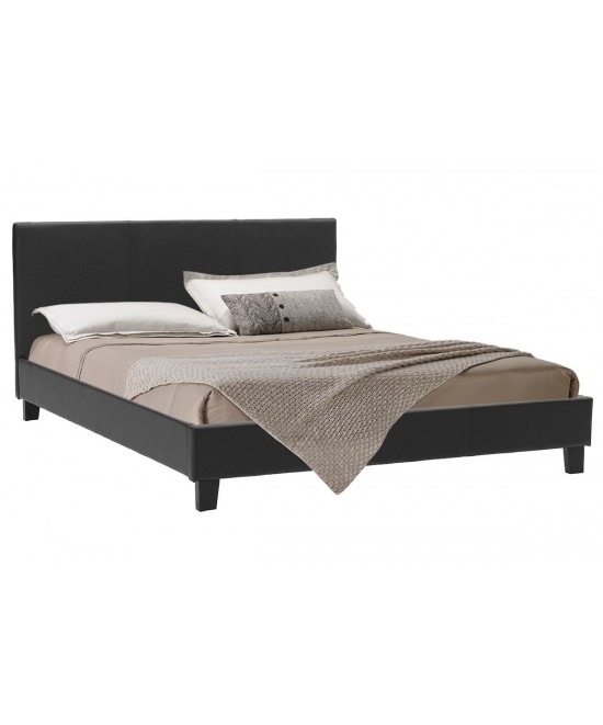 Κρεβάτι Nevil pakoworld διπλό 150x200 PU χρώμα μαύρο ματ