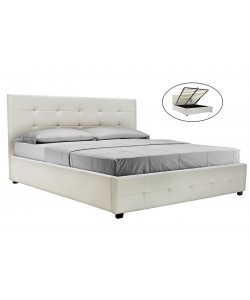 Κρεβάτι Roi pakoworld διπλό 160x200 PU λευκό ματ + αποθηκευτικό χώρο