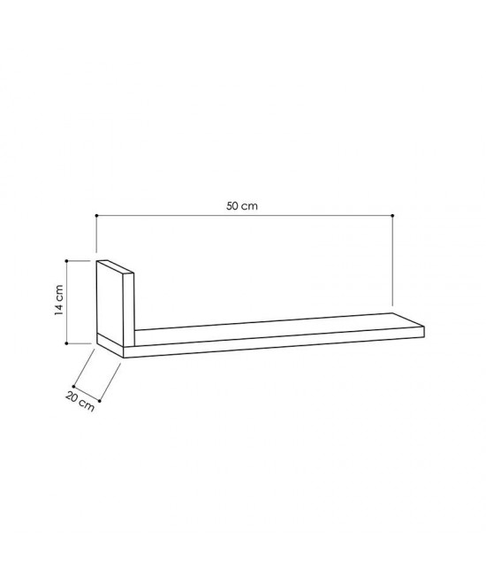 Ραφιέρα τοίχου L-Model pakoworld χρώμα λευκό 50x20x14εκ