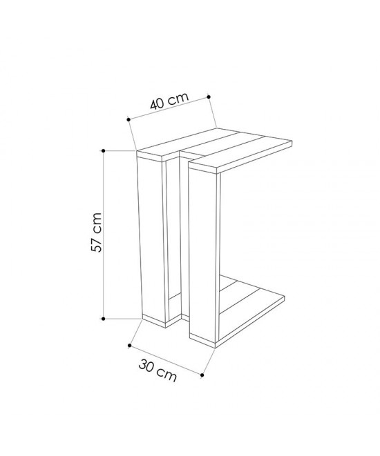 Βοηθητικό τραπέζι Muju pakoworld σε χρώμα φυσικό – ανθρακί 40x30x57εκ
