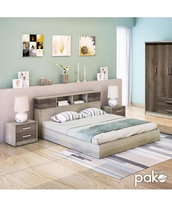 Κρεβάτι διπλό OLYMPUS pakoworld χρώμα castillo-toro 160x200εκ