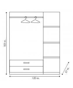 Ντουλάπα ρούχων τρίφυλλη OLYMPUS pakoworld χρώμα castillo-toro 120x57x183εκ