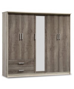 Ντουλάπα ρούχων πεντάφυλλη OLYMPUS pakoworld χρώμα castillo-toro 198x57x183εκ