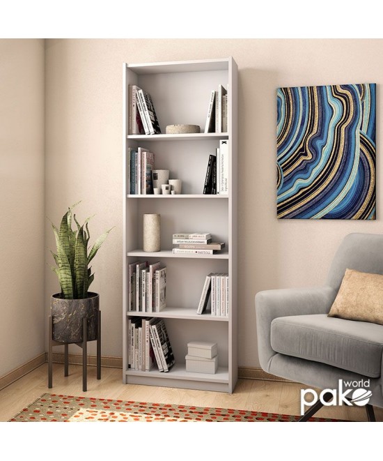 Βιβλιοθήκη Max pakoworld σε λευκό χρώμα 58x23x170εκ Βιβλιοθήκη Max pakoworld σε λευκό χρώμα 58x23x170εκ