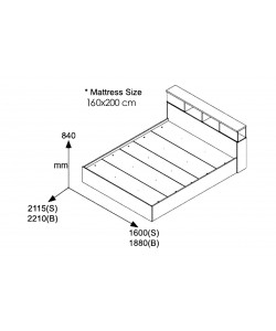 Κρεβάτι διπλό OLYMPUS pakoworld χρώμα wenge 160x200εκ