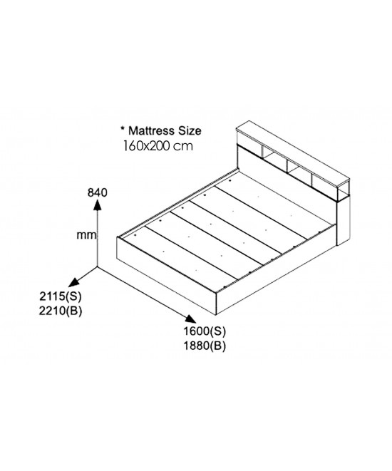 Κρεβάτι διπλό OLYMPUS pakoworld χρώμα wenge 160x200εκ