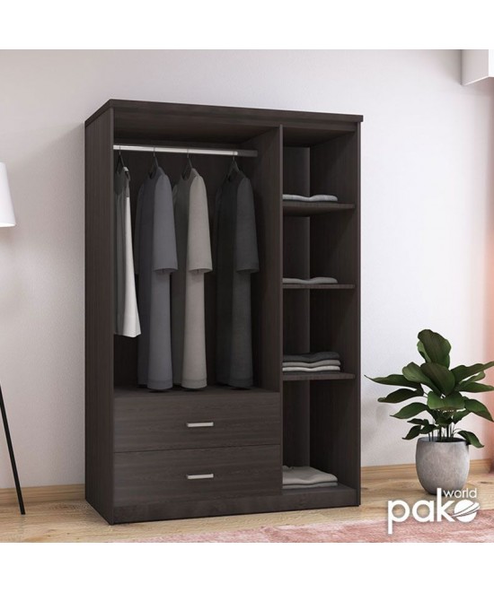 Ντουλάπα ρούχων τρίφυλλη OLYMPUS pakoworld χρώμα wenge 120x57x183εκ