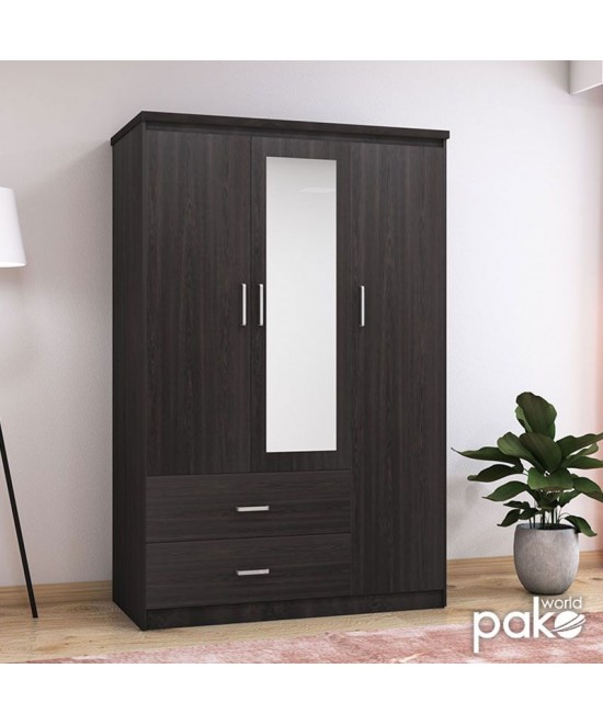 Ντουλάπα ρούχων τρίφυλλη OLYMPUS pakoworld χρώμα wenge 120x57x183εκ