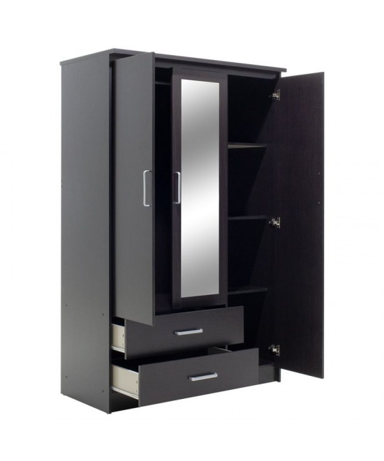 Ντουλάπα ρούχων τρίφυλλη OLYMPUS pakoworld χρώμα wenge 120x57x183εκ