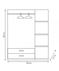 Ντουλάπα ρούχων τρίφυλλη OLYMPUS pakoworld χρώμα wenge 120x57x183εκ