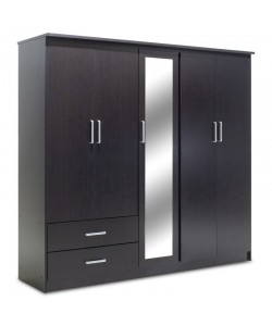 Ντουλάπα ρούχων πεντάφυλλη OLYMPUS pakoworld χρώμα wenge 198x57x183εκ