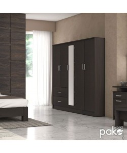 Ντουλάπα ρούχων πεντάφυλλη OLYMPUS pakoworld χρώμα wenge 198x57x183εκ