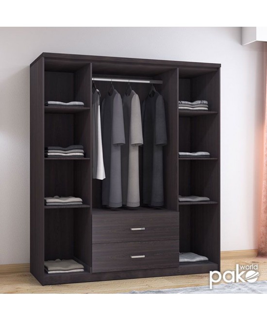 Ντουλάπα ρούχων τετράφυλλη OLYMPUS pakoworld χρώμα wenge 159x57x183εκ